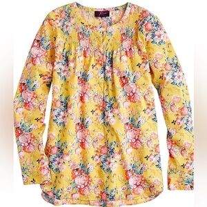 J. Crew Liberty Fabric Magical Bouquet Classic Popover Top in Yellow Floral Sz 0